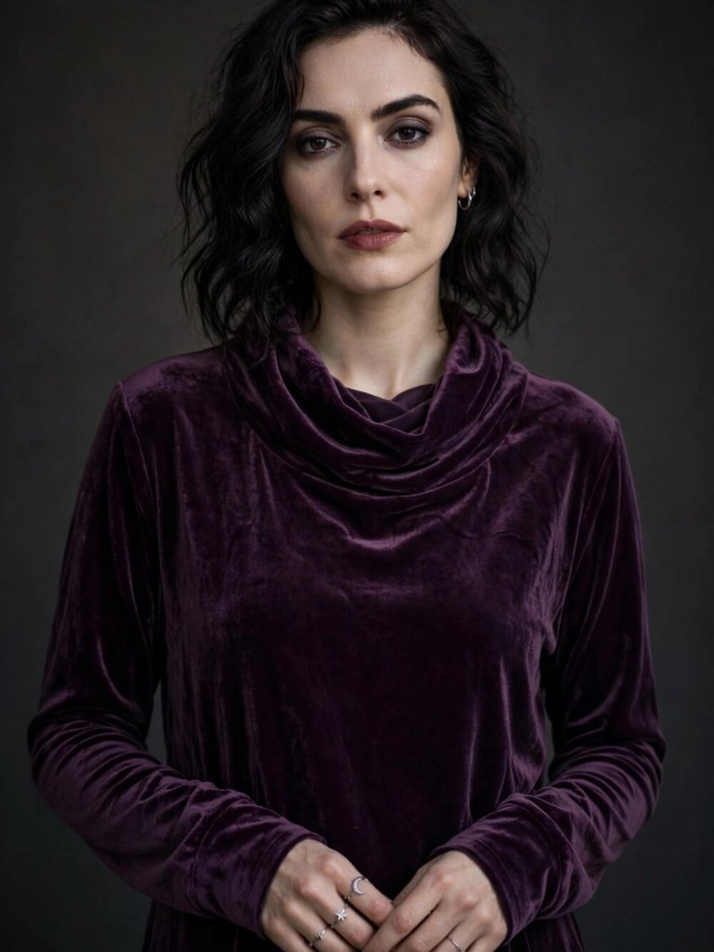 J Jill Pure Jill Velvet Cowl Neck Top Plum Velvet SPetite